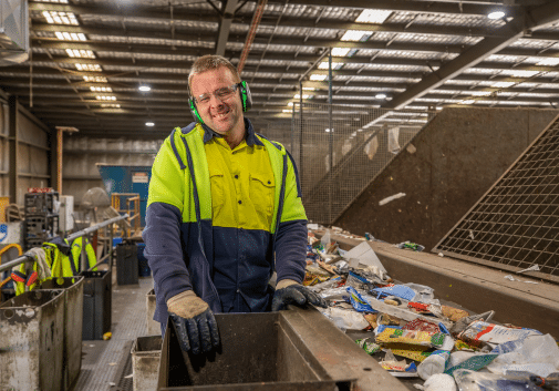 Kurrajong Recycling supported employee Brian Reasin wearing high vis